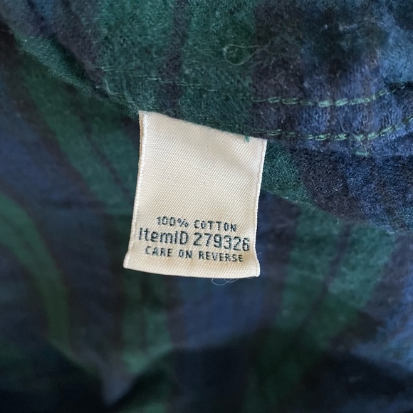 Women's L.L. Bean Scotch Plaid Green Blue Flannel Relaxed Fit Size Large Petite - Picture 8 of 11